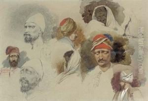 Study Of Eastern Heads And Figures by Richard Dadd