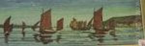 Fishing Vessels At Sea by Ernst Dade