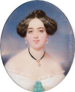 Bildnis Einer Jungen Dame Mit Perlenschmuck Und Turkiser Quaste Am Kleid by Moritz Michael Daffinger