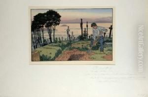 Le Fossoyeur Du Cimetiere Saint-jean A Treboul by Charles Henri Gaston Dagnac-Riviere