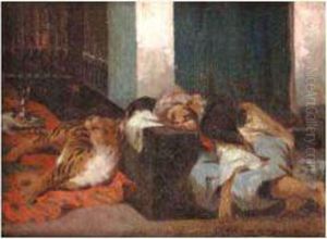Oriental Et Tigre Endormis by Pascal-Adolphe-Jean Dagnan-Bouveret