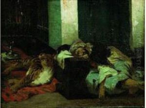 Un Oriental Endormi Pres D'un Tigre by Pascal-Adolphe-Jean Dagnan-Bouveret