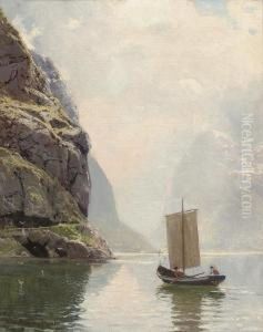 Rowing On A Fjord by Hans Dahl