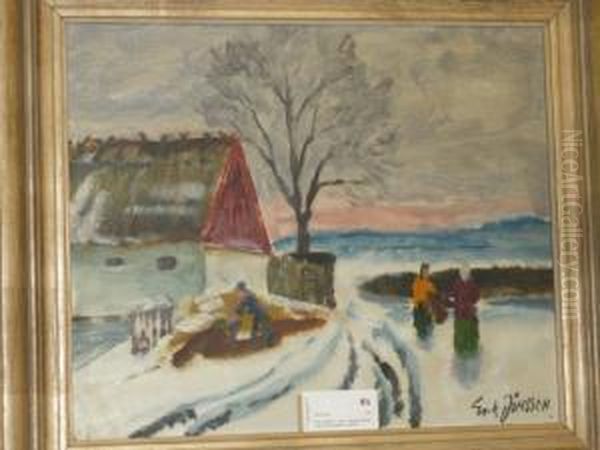 Vinter Landskap Med Lantarbetare - view 1