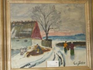 Vinter Landskap Med Lantarbetare by Erik Jonsson Dahlberg