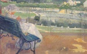 Lydia Seated on A Porch Crocheting by Mary Cassatt