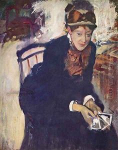 Portrait of Miss Cassatt, holding the cards by Mary Cassatt