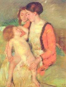 Young Mother Daughter and Baby by Mary Cassatt