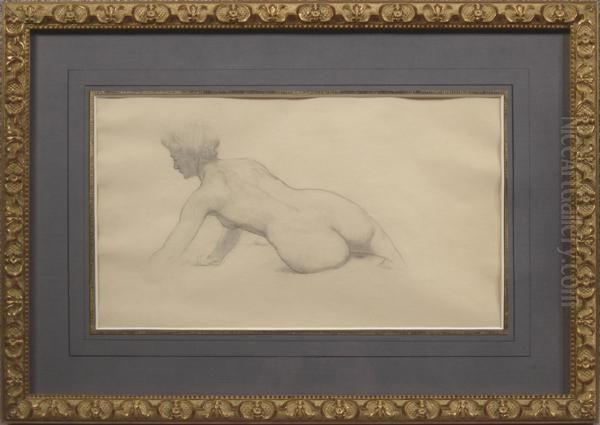 Pencil Sketch On Paper Of Reclining Nude - view 1