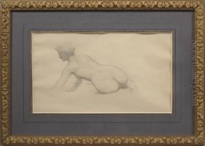 Pencil Sketch On Paper Of Reclining Nude by Elliott Daingerfield
