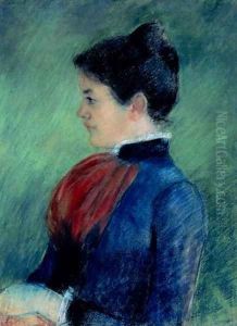 Study of a Woman in a Blue Blouse with a Red Ruff 1895 by Mary Cassatt