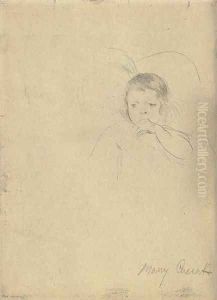 Two Children, One Sucking Her Thumb A Double Sided Work by Mary Cassatt
