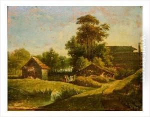 Femmes Pres De La Ferme by Alexander Joseph Daiwaille