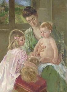 Children Playing with a Dog by Mary Cassatt
