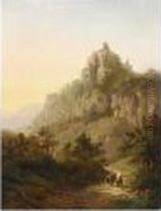Travellers In A Mountainous Landscape Travellers In A Mountainous Landscape
