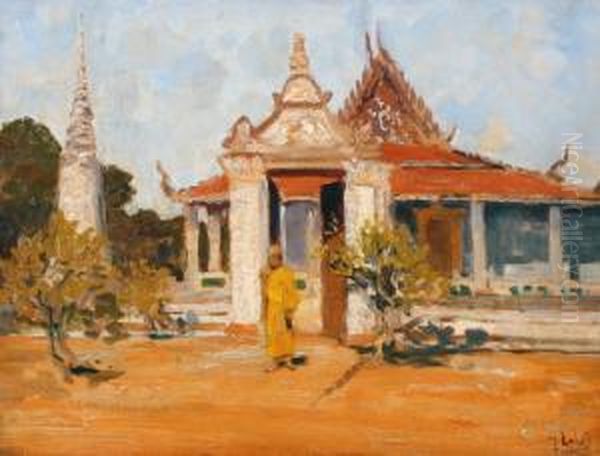 Monnik Voor Een Tempel Inpnom Penh - view 1