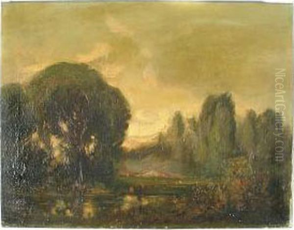 A Landscape With A Pond At Dusk - view 1