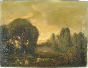 A Landscape With A Pond At Dusk A Landscape With A Pond At Dusk