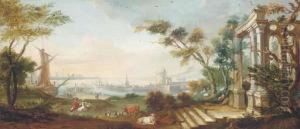 A Capriccio Of Classical Ruins Before A Dutch Riverside Town