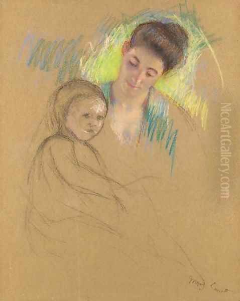 Sketch of Mother Jeanne Looking Down at Her Baby - view 1