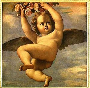 A Cherub Carrying Flowers
