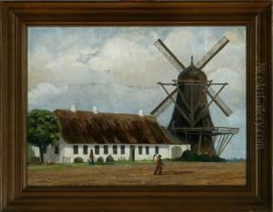 Landscape With A Dutch Wind Mill by Hans Mathias Dall