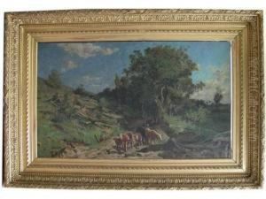 Troupeau A Loree De Laforet by Emile Charles Dameron