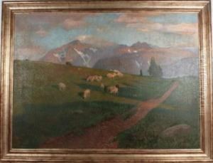 Weidende Schafe Auf Deralm by Constantin Damianos