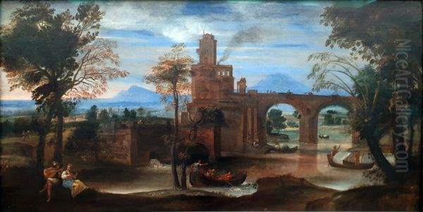 Roman Landscape with a Bridge - view 1