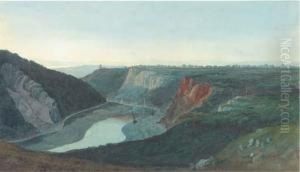 A View Of The River Avon From 
Bristol From Below The Observatorywith Seawalls Below And Cooks Folly 
Beyond. by Francis Danby