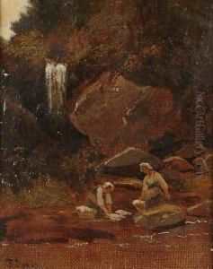 Figures Washing Closthes In A Stream Figures Washing Closthes In A Stream