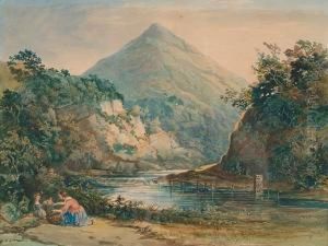 Mother And Children By A North Wales River