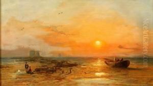 Strandlandskap I Solnedgang - Boulogne Strandlandskap I Solnedgang - Boulogne