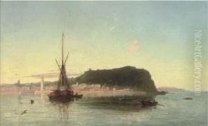 Fishing Boats Off A Coastal Landscape Fishing Boats Off A Coastal Landscape