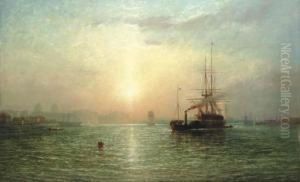 Evening On The Thames, A View Of Greenwich Hospital by Francis Danby