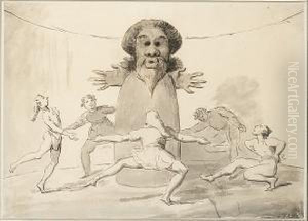 Figures Dancing Around An Effigy - view 1