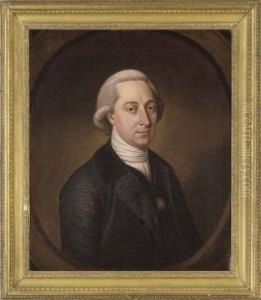 Portrait Of A Gentleman, Bust-length, In A Black Coat, In A Sculpted Cartouche by Sir Nathaniel Dance-Holland