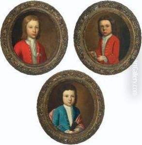 Pendant Portraits Of An 
Officer's Children: Boy With Bird; Boy With His Dog; Boy With Fair Hair by Sir Nathaniel Dance-Holland