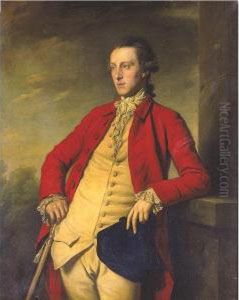 Portrait Of Sir John Weyland 
(1744 - 1825), Three Quarter Length In A Red Coat, A Buff Waistcoat 
Holding A Tricorn Hat