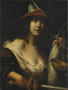 An Allegorical Female Figure Dressed As A Solider