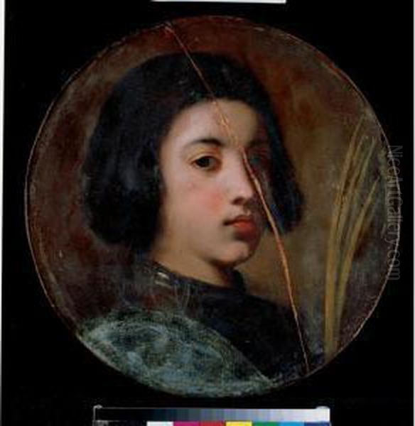 A Young Boy, Bust Length, 
Wearing Armour And Holding A Martyr's Palm, Possibly Saint George - view 1