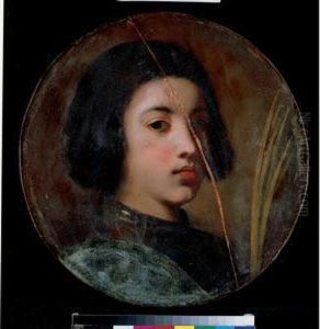 A Young Boy, Bust Length, 
Wearing Armour And Holding A Martyr's Palm, Possibly Saint George