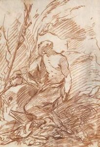 Saint Jerome En Meditation Dans Une Grotte