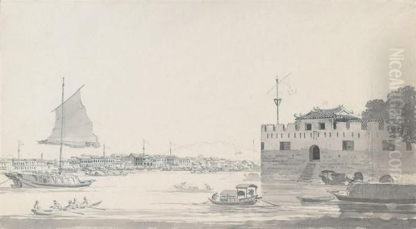 A View Of The European Factories
And Dutch Folly Fort, Canton From The South West Side Of The Canton
River - view 1