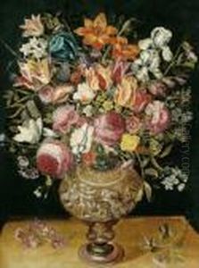 Bottega Grande Mazzo Di Fiori Decorativo Con Tulipani by Andries Daniels or Danielsz