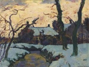 Winterlandschap, Zonsondergang Te Loosduinen: Twilight Winterlandschap, Zonsondergang Te Loosduinen: Twilight