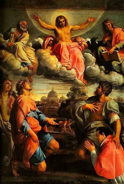 Christ in Glory and SS Peter John the Ecangelist Mary Magdalen and Ermengild Martyr with Odardo Farnese - view 1