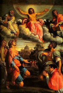 Christ in Glory and SS Peter John the Ecangelist Mary Magdalen and Ermengild Martyr with Odardo Farnese