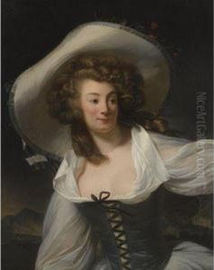 Portrait Of The Artist's Wife Marie-pierrette-antoinette Danloux by Henri Pierre Danloux