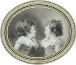 Portraits De Don Luis Et Don 
Antonio De Los Rios Y Samiento A L'age De Trois Ans, Fils Jumeaux De Don
 Carlos Fernan Nunez